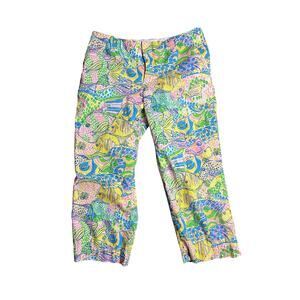 Lilly Pulitzer School Of Fish Print Capri Pants Corloful Pastel size 6